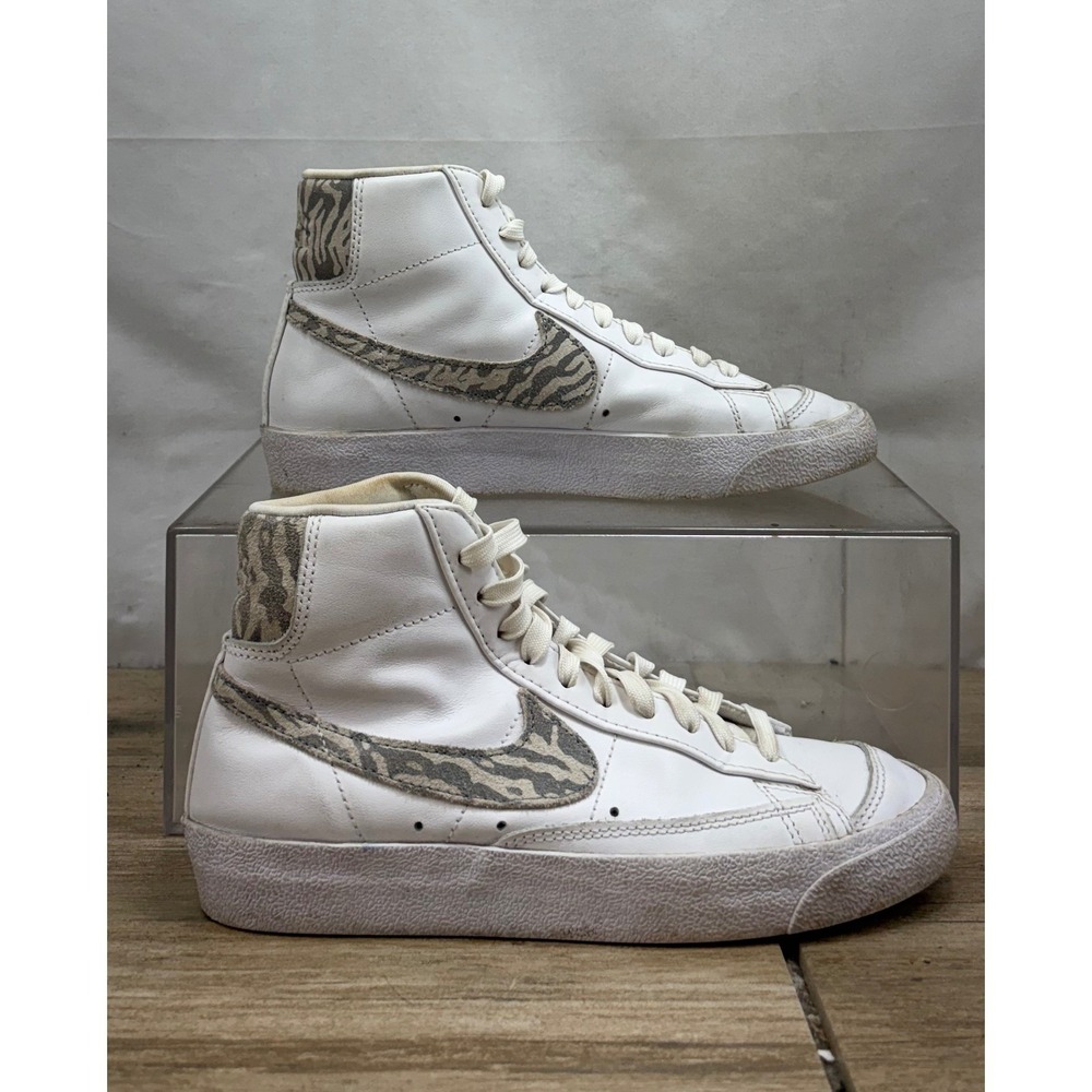 Nike Blazer Mid Premium Zebra Print Swoosh Women's White Fashion Sneakers US 6.5